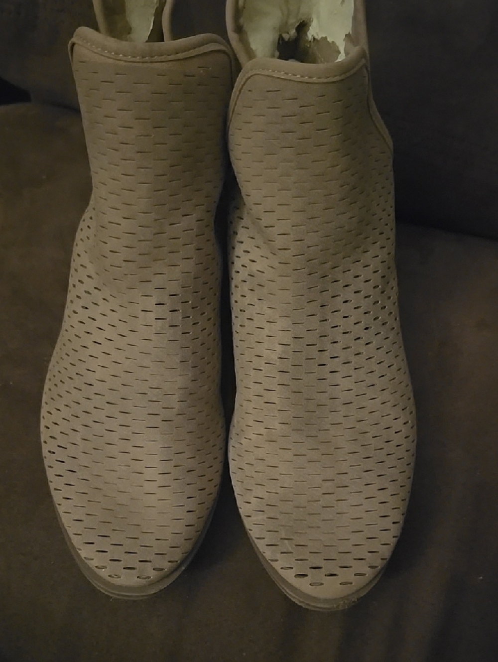 Merona Taupe Perforated Slip-On Ankle Booties